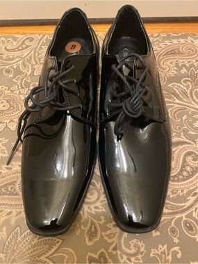 Calvin Klein Men's Black Patent Oxford Dress Shoes